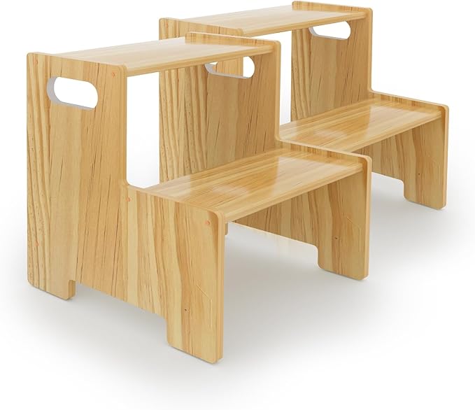 Wooden Step Stool for Kids, Supports 300 lbs Kids Toddler Stepping Stool by WIIFO