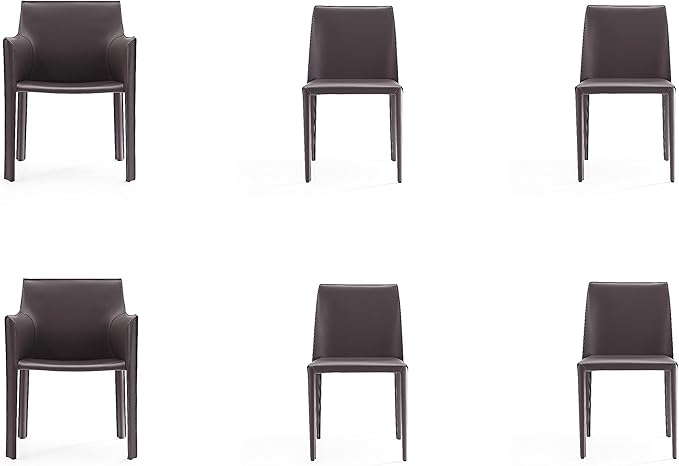 Manhattan Comfort Paris Modern Saddle Leather Dining Chairs, Metal Frame by ManhattanComfort