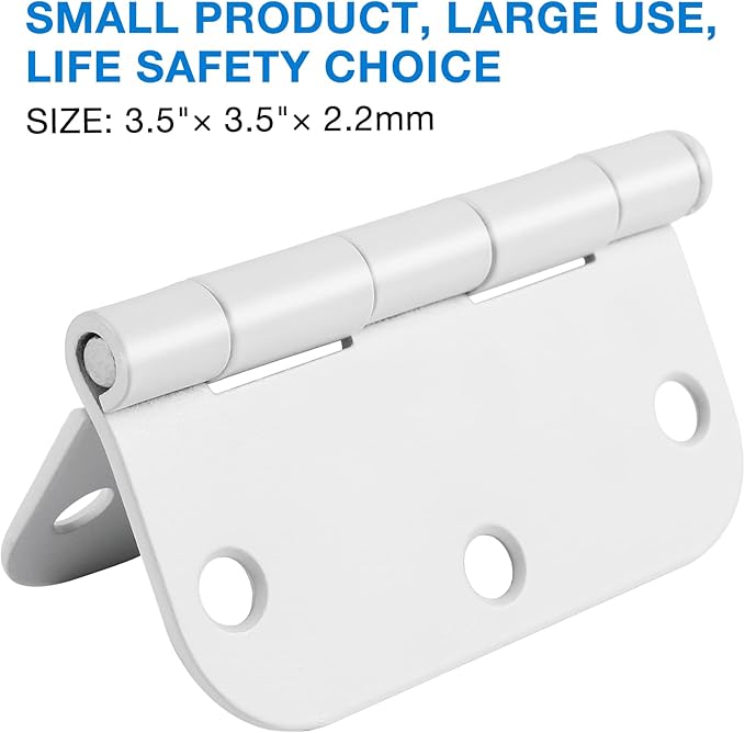 6 Pack 3.5 Inch Door Hinges White Matte Rounded 3 1/2 Inch Noise Free Iron - Image 2