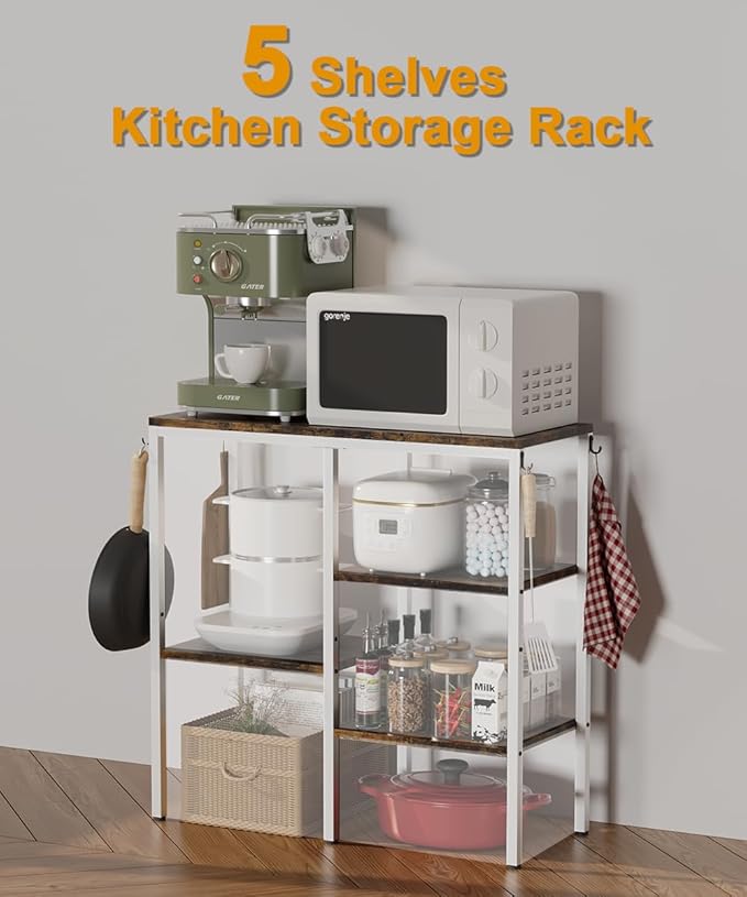 Artibear 4-Tier Kitchen Microwave Oven Stand, Adjustable Coffee Bar Station - Image 3
