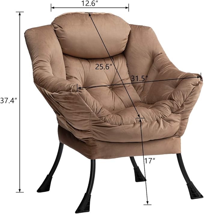 HollyHOME Modern Fabric Large Lazy Chair, Accent Oversized Comfy Reading Chair - Image 3