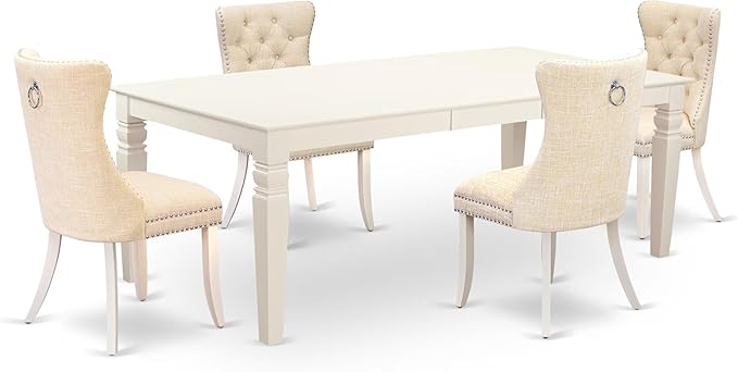 East West Furniture LGDA5-LWH-32 5 Piece Dining Table Set Includes a Rectangle by EastWestFurniture