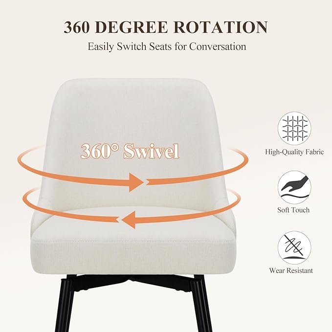 COLAMY Bar Stools Set of 6, 26.18" Counter Height Swivel Stools - Image 3