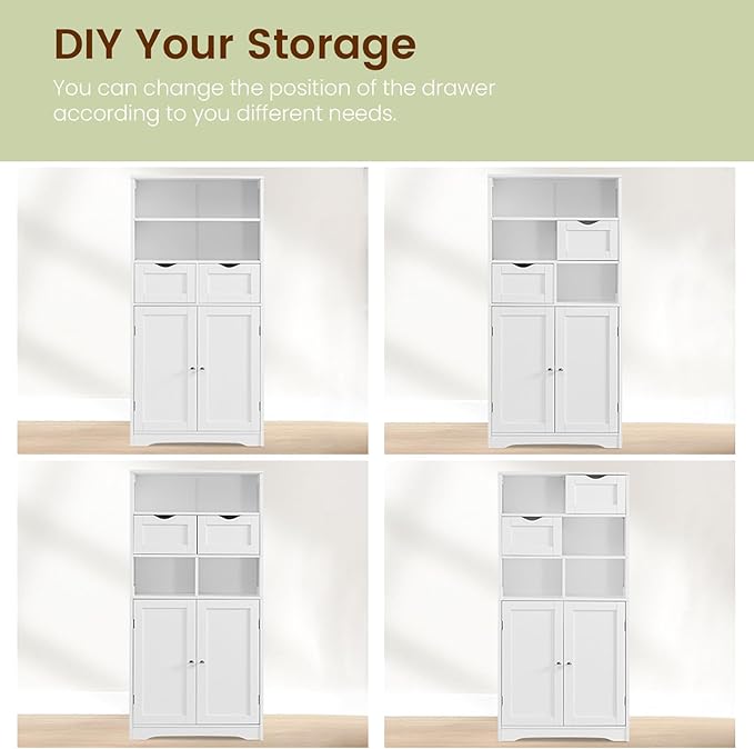 Iwell Tall Bathroom Cabinet, Storage Cabinet - Image 6