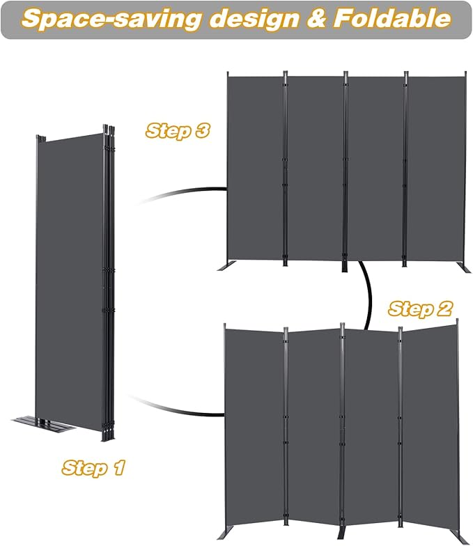 Wall Divider, 4 Panel Room dividers and Folding Privacy Screens - Image 5