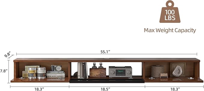 High Gloss Floating TV Stand, Under TV Floating Shelf, Floating TV Cabinet - Image 6