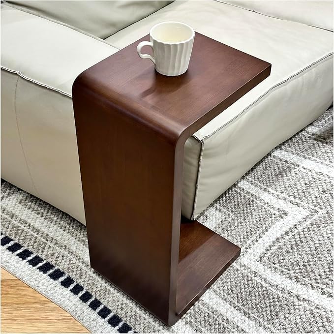 C Shaped End Table, Solid Wood C Side Table - Image 7