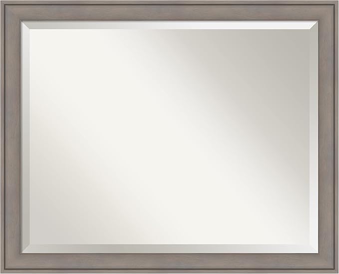 Amanti Art Grey Wall Mirror 26x32 Greywash Rectangle Bathroom Mirror by AmantiArt