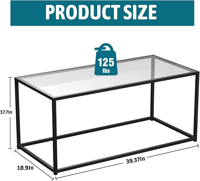 Glass Coffee Table Modern Center Table, Minimalist Coffee Table - Image 2