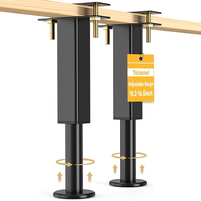2PCS Adjustable Height Bed Support Legs, 10.2-16.5In, Metal Heavy Furniture Legs by NESAPTO