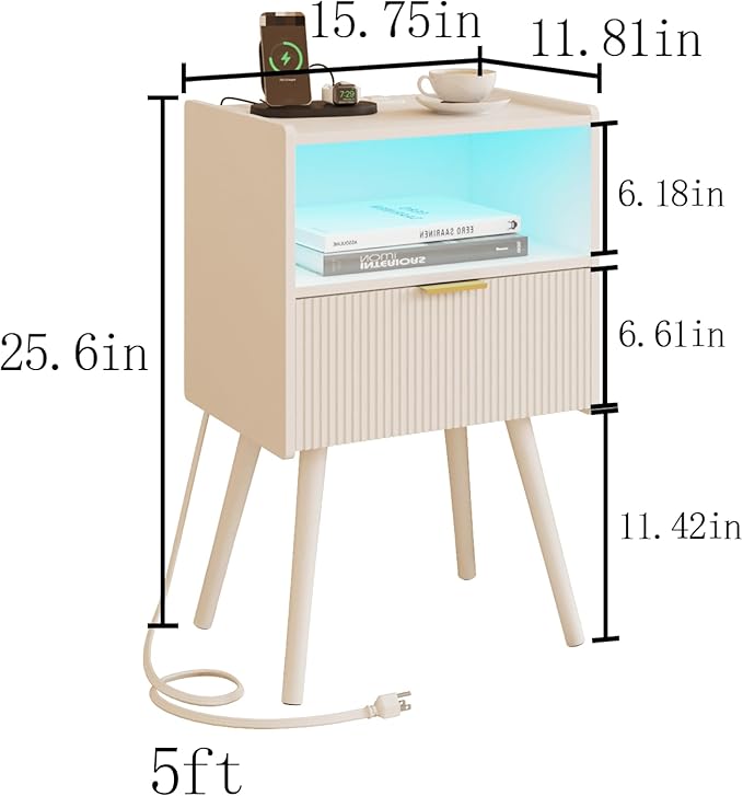 White Nightstand, Modern Bedside Table - Image 2