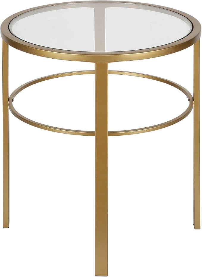 Henn&Hart 20" Wide Round Side Table in Brass, Table - Image 4