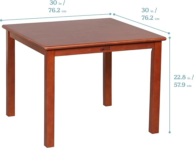 ECR4Kids 30in x 30in Square Hardwood Table and Chair Set, 12in Seat Height - Image 2