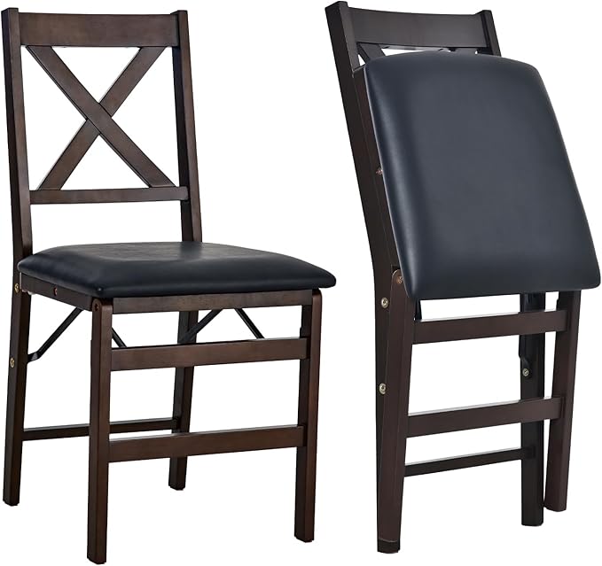 COLAMY Folding Dining Chairs Set of 2 – Dark Brown Wooden Dining Room Chairs - Image 9