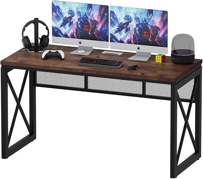 BON AUGURE Farmhouse Computer Desk, Modern Industrial Home Office Desks - Image 9