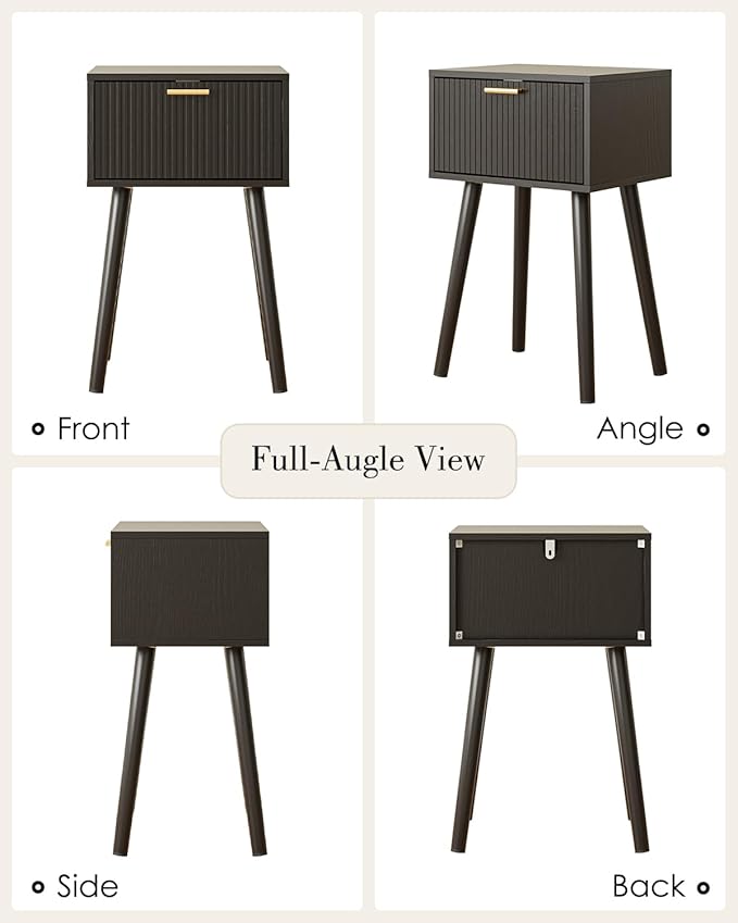 Night Stand Set 2, Small Modern Mid-Century Bedside Table - Image 9