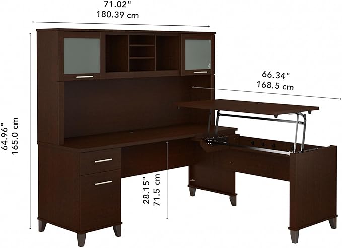 Bush Furniture Somerset 72W 3 Position Sit to Stand L Shaped Desk - Image 3