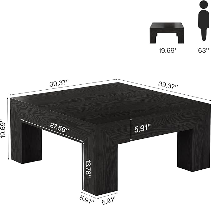 Tribesigns 39.4-Inch Square Coffee Table - Image 2