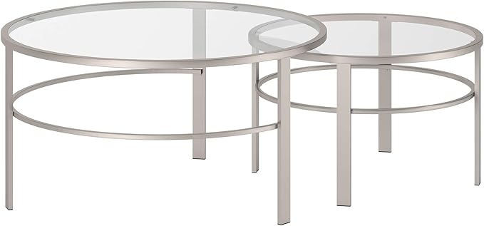 Henn&Hart Round Nested Coffee Table in Satin Nickel, Modern coffee tables - Image 17
