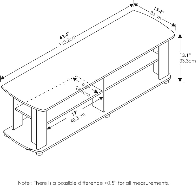 FURINNO Nelly Entertainment Center TV Stand, Short 43.3" x13.4 x13.1, Columbia - Image 3
