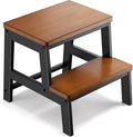 2 Step Wooden Step Stools for Adults Non-Slip, Sturdy Bed Steps for High Beds by RORKEE
