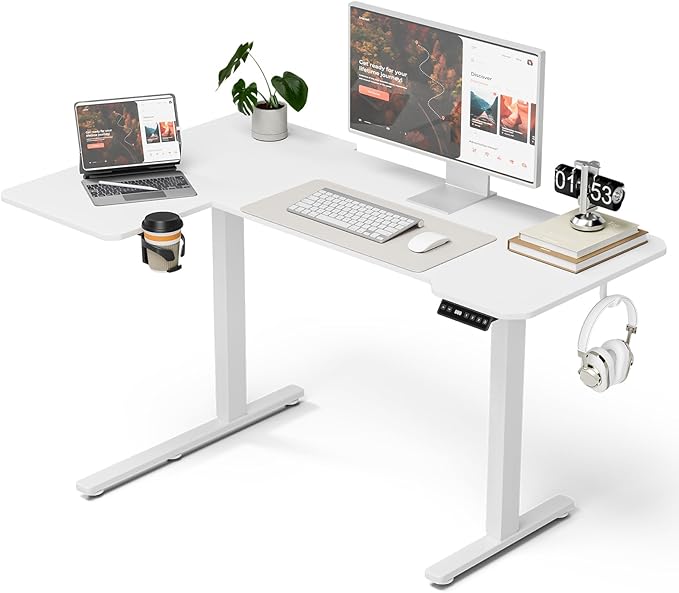 51" Reversiable L-Shaped Electric Standing Desk Adjustable Height Gaming Stand by Acrolix