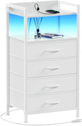 Furnulem White Nightstand with Charging Station, Night Stand Side Table with by Furnulem