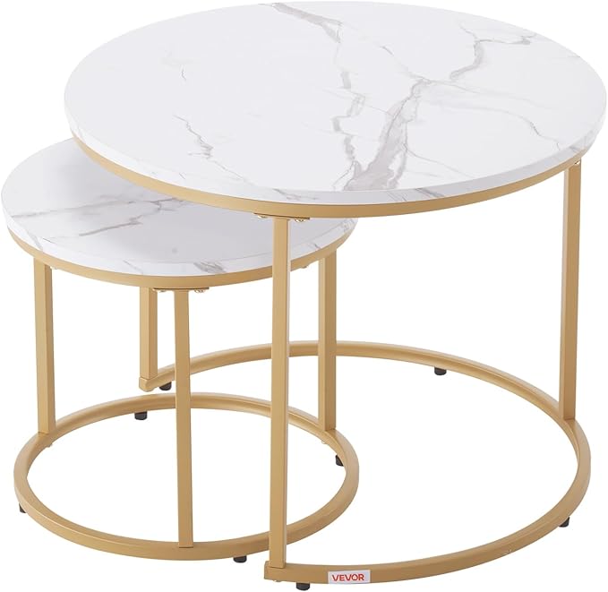 VEVOR Nesting Tables, Coffee Table Set of 2, 23.6 inch Round Coffee Table - Image 12