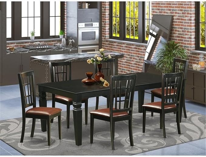 East West Furniture LGNI7-BLK-LC 7 Piece Dining Table Set Consist of a - Image 2
