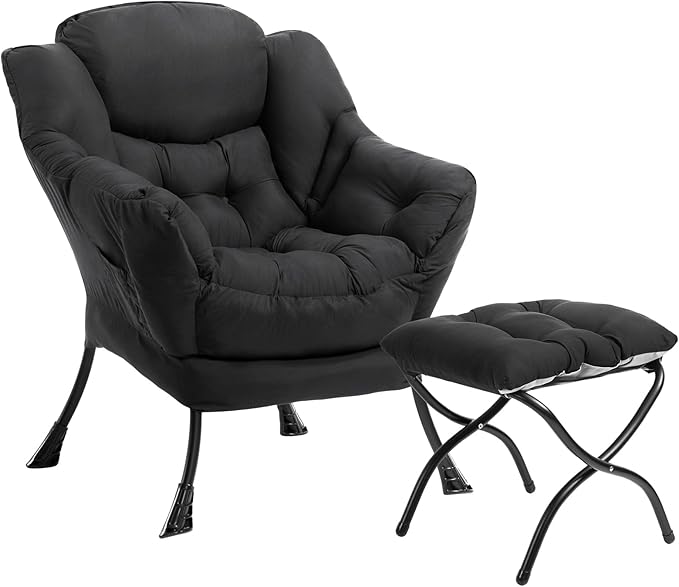 HollyHOME Lazy Chair with Foldable Ottoman, Accent Comfy Lounge Arm Chair and by HollyHOME