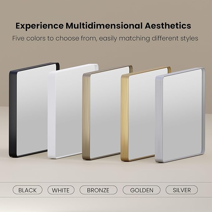 Black Bathroom Mirror 77X36 Inch, Rounded Rectangle Matte Bathroom Vanity Mirror - Image 7