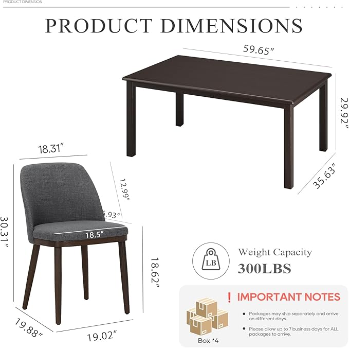 COLAMY 60 Inch Rectangular Kitchen Dining Table - Image 6