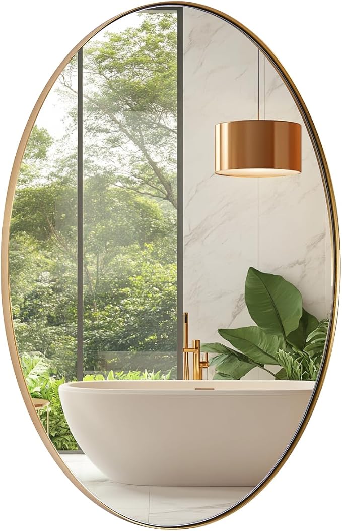 ANDY STAR Gold Oval Mirrors for Bathroom, 20x28 Inch Brushed Gold Stainless by ANDYSTAR