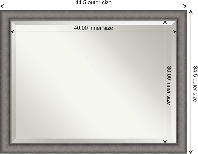 Amanti Art Grey Wall Mirror 35x45 Burnished Concrete Rectangle Bathroom Mirror - Image 4