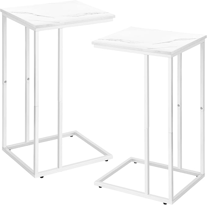C Shaped End Table Set of 2 for Sofa and Bed, Slide Under Couch Tables - Image 9