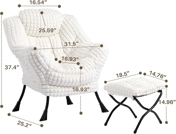HollyHOME Fabric Lazy Chair - Image 3