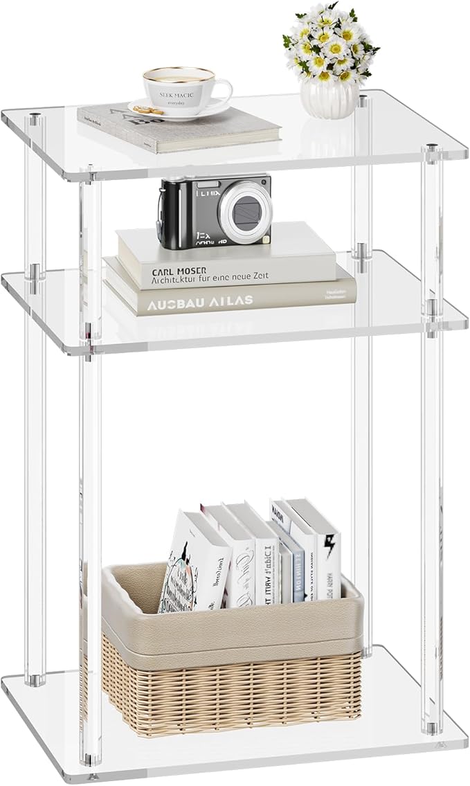 Clear Acrylic Side Table Nightstand, Modern End Table, Coffee Table by XOHYW