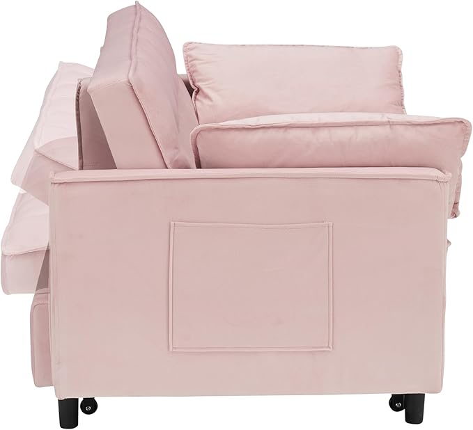 Ball & Cast Convertible Sofa Bed, Loveseat Sleeper Sofa W/Pull-Out Bed&2 Pillows - Image 10