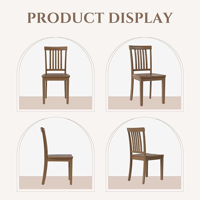 COLAMY Wooden Dining Chairs Set of 2, Solid Rubberwood Kitchen & Dining Room - Image 7