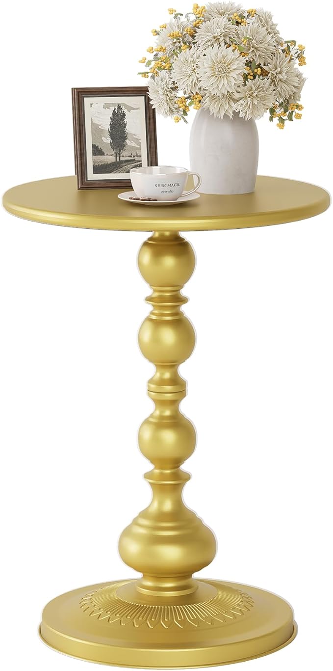 Metal Round Side Table, Small Drink Table by Unknown