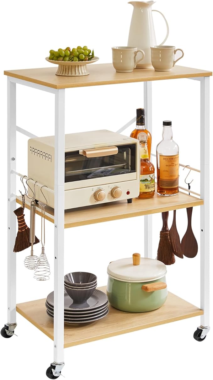 IBUYKE Kitchen Shelf Cart, 3-Tier Microwave Oven Stand, Baker’s Rack by IBUYKE