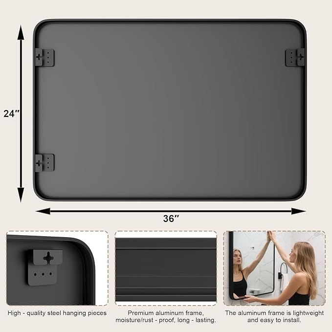24"×36" Bathroom Mirror for Wall, Modern Bathroom Vanity Mirror - Image 6