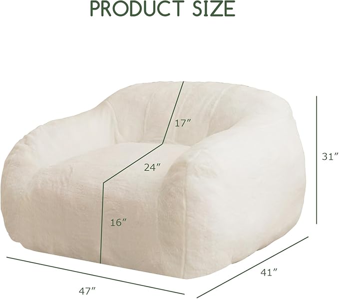 HIGOGOGO Giant Bean Bag Chair for Adults, Big Comfy Sofa Chair for Bedroom - Image 2
