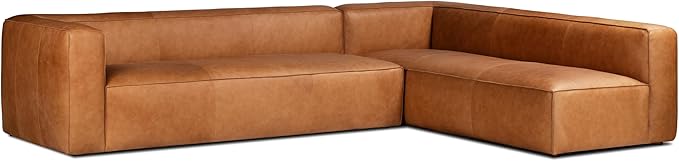 POLY & BARK Piazza Reversible Corner Sectional 125" Sofa in Bourbon Tan - Image 3