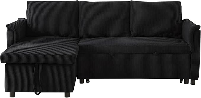 Ball & Cast L-Shape Reversible Sectional Sleeper Sofa Bed 4 in 1 Pull Out Couch - Image 10