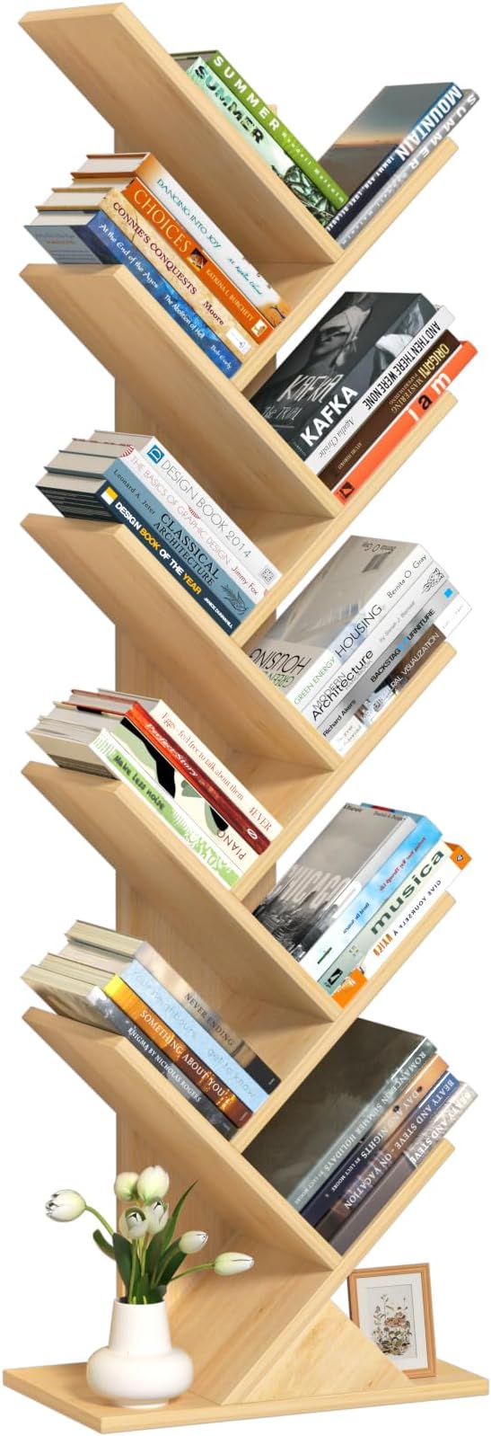 10 Tier Tree Book Shelf, Floor Standing Wood Bookshelf - Image 9