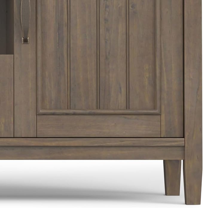 SIMPLIHOME Lev SOLID WOOD 53 Inch Wide Contemporary TV Media Stand in Smoky - Image 9