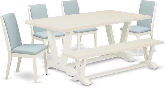 East West Furniture V027LA015-6 6 Piece Dining Room Set Contains a Rectangle by EastWestFurniture