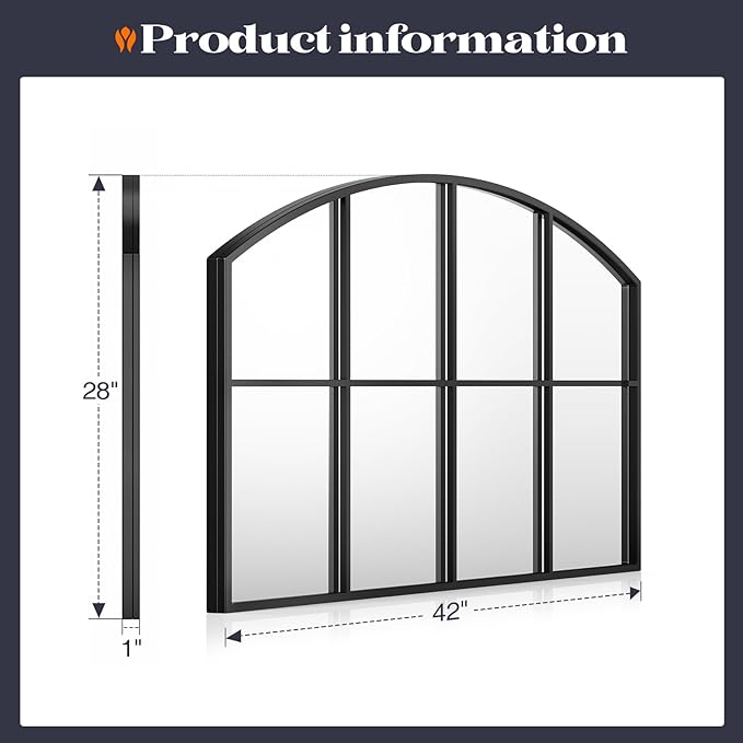 Wide Window Pane Mirror, Grid Wall Mirror Decorative Large Mirrors - Image 5