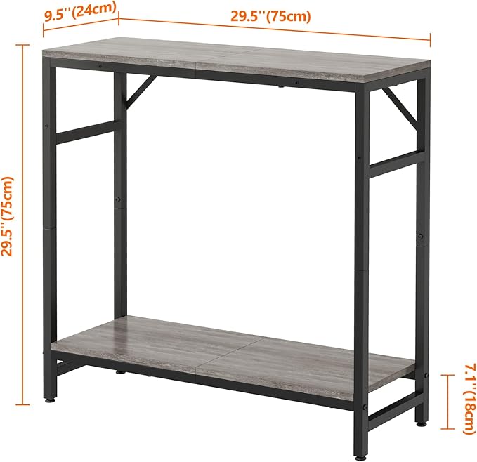 Narrow Console Table, 2 Tier Entryway Table, Thin Sofa Table, Industrial Couch - Image 3